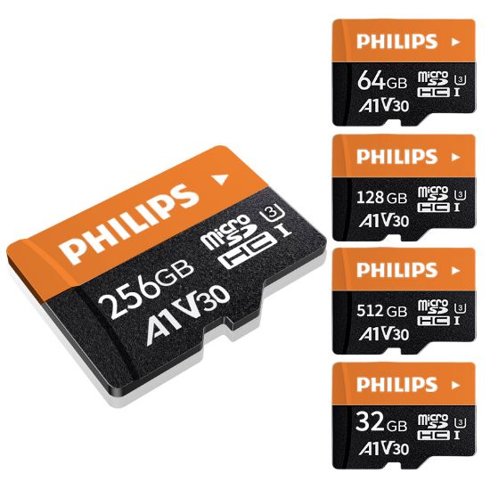 Picture of Philips 100Mb/s Micro SD Cards 32GB, 64GB, 128GB, 266GB, 512GB UHS A1 V30 U3 Ultra Speed