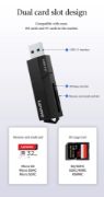 Picture of Lenovo D204 2 IN 1 Memory Card Reader, Dual Interface USB 3.0 SD Card Reader Adapter, Compatible with Multiple Devices