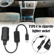 Picture of  Cigarette Lighter Adapter, USB Type-C Male Plug to Cigarette Lighter Adapter Cable for Dash Cam, GPS, Car Led Light Strips