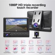 Picture of 4 Inches Touch Screen Car Video Recorder Dash Cam Box IPS 1080P HD Car Mirror Recorder DVR 3 Lens Dash Camera Cars Camcorder