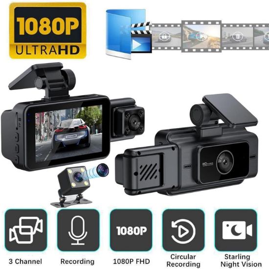 Picture of 3 Lens Dash Cam Full Hd Dashcam 3 inch Car Camera With Wifi 1080P