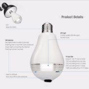 Picture of Light Bulb Camera, Wi-Fi Bulb Security Camera, Smart Bulb Camera, 360 Panoramic Bulb Camera with Motion Detection