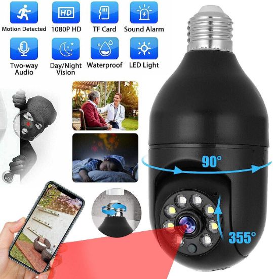 Picture of Wistino 5GHZ/2.4G Dual Band Wifi HD Night Vision IP surveillance Home Security Wireless Light Bulb PTZ Camera