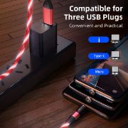 Picture of 3 in 1 Multi Charging Cable LED Flowing Light Up Charger Cable, Micro USB, Type-C , Lightning Connectors for Most Smart Phones