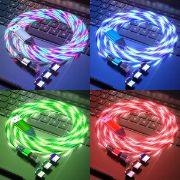 Picture of 3 in 1 Multi Charging Cable LED Flowing Light Up Charger Cable, Micro USB, Type-C , Lightning Connectors for Most Smart Phones