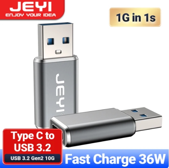 Picture of JEYI USB 3.2 to Type C OTG 10G Adapter, 36W Fast Charge Type C to USB 3.2 Converter