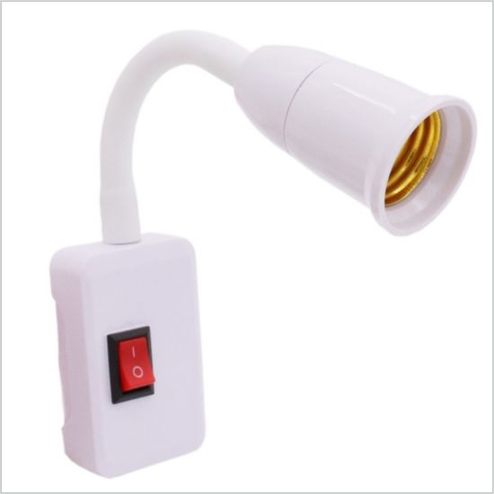 Picture of E27/E26 Plug in Light Bulb Socket Adapter Extender with On/Off Switch, Outlet to Socket Adapter Extension, White