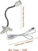 Picture of E26 /E27 Clip Desk Lamp Holder, Clamp Lamp Fixture with On/Off Switch US Plug, Flexible Gooseneck