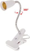 Picture of E26 /E27 Clip Desk Lamp Holder, Clamp Lamp Fixture with On/Off Switch US Plug, Flexible Gooseneck