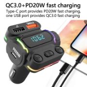 Picture of QC3.0 Fast Charger 7 Colors LED Radio Adapter Music Player Hands-Free BT Car Kit Car MP3 Player FM Transmitter