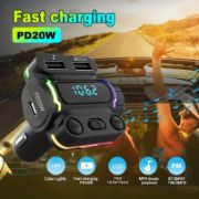 Picture of QC3.0 Fast Charger 7 Colors LED Radio Adapter Music Player Hands-Free BT Car Kit Car MP3 Player FM Transmitter