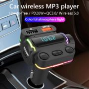 Picture of QC3.0 Fast Charger 7 Colors LED Radio Adapter Music Player Hands-Free BT Car Kit Car MP3 Player FM Transmitter