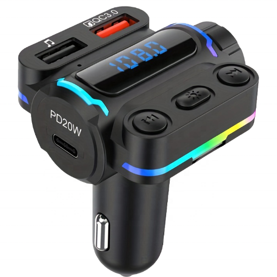 Picture of QC3.0 Fast Charger 7 Colors LED Radio Adapter Music Player Hands-Free BT Car Kit Car MP3 Player FM Transmitter