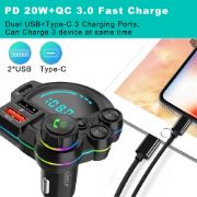 Picture of Car Bluetooth 42W PD & QC3.0 FM Transmitter Car MP3 Player With Stronger Knob Bass Sound Wireless