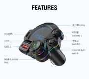 Picture of Car Bluetooth 42W PD & QC3.0 FM Transmitter Car MP3 Player With Stronger Knob Bass Sound Wireless