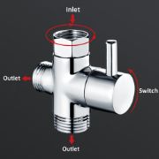 Picture of Shower/Toilet Bidet T Adapter with Shut Off Valve, 3 Way G7/8” or  G1/2” All Metal T Valve  