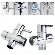 Picture of Shower/Toilet Bidet T Adapter with Shut Off Valve, 3 Way G7/8” or  G1/2” All Metal T Valve  