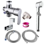 Picture of Hot and Cold Mixing Valve Kit, Hand Sprayer for Feminine Wash, Pet, Cloth, Diaper, Handheld Bidet Sprayer for Toilet