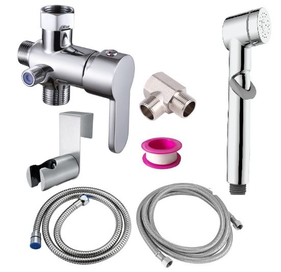 Picture of Hot and Cold Mixing Valve Kit, Hand Sprayer for Feminine Wash, Pet, Cloth, Diaper, Handheld Bidet Sprayer for Toilet