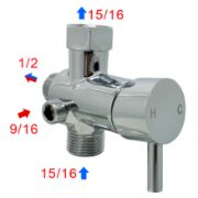 Picture of Handheld Hot and Cold Bidet Sprayer Mixing Valve Kit Brass T-Valve Dual Function Toilet-Bidet Sprayer