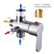 Picture of Handheld Hot and Cold Bidet Sprayer Mixing Valve Kit Brass T-Valve Dual Function Toilet-Bidet Sprayer