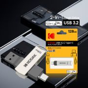 Picture of Kodak K273 Metal Pendrive Type C OTG Fancy Ultra Thin USB 128GB/256GB 3.2 Flash Drive