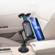 Picture of Car Cup Slot Tablet Stand Holder 360 Adjustable Handle Tilt Bar Flexible Phone Mount Bracket