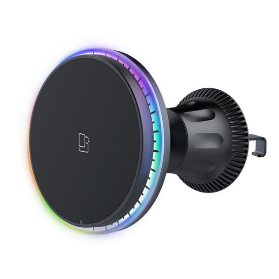 Picture of Fast Charging 15w Car Wireless Charger Magnetic Color Led Lights Universal Vent Installed Wireless Charger