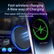 Picture of Fast Charging 15w Car Wireless Charger Magnetic Color Led Lights Universal Vent Installed Wireless Charger