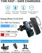 Picture of Magnetic Car Wireless Charger,15W Qi Fast Charging Auto-Clamping Car Mount Air Vent Phone Holder