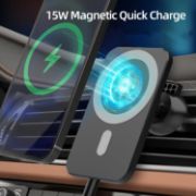 Picture of Magnetic Car Wireless Charger,15W Qi Fast Charging Auto-Clamping Car Mount Air Vent Phone Holder