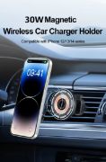 Picture of Clamp Phone Holder – High Powered 15W Magnetic Wireless Fast Car Charger, Compatible with Apple iPhone