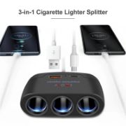 Picture of 3-In-1 Car Charging Plug Adapter Cigarette Lighter Multi Socket Cigar Jack Splitter