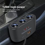 Picture of 3-In-1 Car Charging Plug Adapter Cigarette Lighter Multi Socket Cigar Jack Splitter