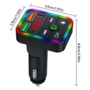 Picture of Rotatable FM Transmitter Car Wireless Handsfree U Disk MP3 Player Colorful Atmosphere Light Type C Dual USB 3.1A Fast Charger