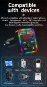 Picture of Rotatable FM Transmitter Car Wireless Handsfree U Disk MP3 Player Colorful Atmosphere Light Type C Dual USB 3.1A Fast Charger