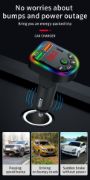 Picture of Rotatable FM Transmitter Car Wireless Handsfree U Disk MP3 Player Colorful Atmosphere Light Type C Dual USB 3.1A Fast Charger