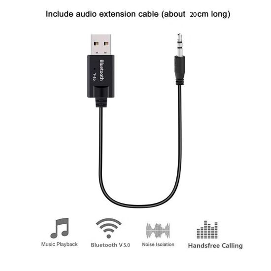 Picture of Car Bluetooth Adapter Receiver Wireless Music 3.5mm AUX Jack Audio Receptor USB Mini Bluetooth for Auto Speaker Stereo