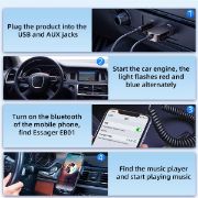 Picture of ESSAGER Bluetooth Aux Adapter Wireless Car Bluetooth Receiver USB to 3.5mm Jack Audio Music Mic Handsfree Adapter for Car Speaker