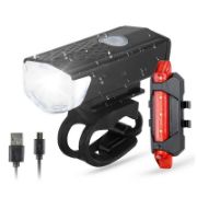 Picture of Bike Bicycle Light USB LED Rechargeable Set Mountain Cycle Front/Back Headlight Lamp Flashlight