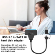 Picture of USB 3.0 to SATA Cable for 3.5/2.5 Inch SSD HDD SATA III Hard Drive Disk with 12V/2A Power Adapter