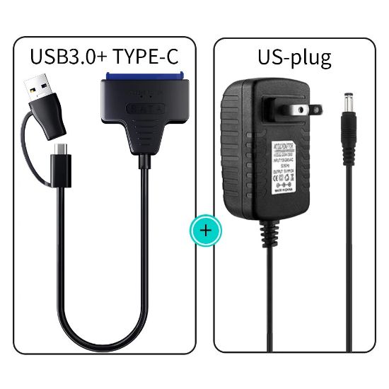 Picture of USB 3.0 to SATA Cable for 3.5/2.5 Inch SSD HDD SATA III Hard Drive Disk with 12V/2A Power Adapter