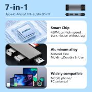 Picture of 7 in 1 Card Reader USB 3.0 Type C to SD TF Memory Card Flash Drive Adapter 