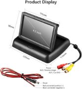 Picture of 4.3 Inch Foldable Car Monitor+Car Reverse Camera with 8LED Lights Car License Plate Camera for Parking, DC12V