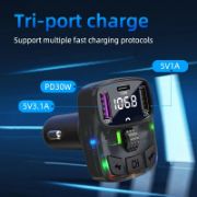 Picture of Car Bluetooth FM Transmitter PD 30W Dual USB 3.1A Fast Charger Handsfree Radio Modulator MP3 Player Support U Disk