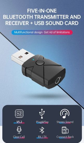 Picture of Mini USB Aux Bluetooth Adapter And 5 in 1 Wireless Receiver Transmitter For Car TV PC Amplifier Headphone