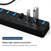 Picture of 7 Port USB3.0 Adapter Portable USB Multiport USB 3.0 Ports Hub with Switches 