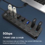 Picture of 7 Port USB3.0 Adapter Portable USB Multiport USB 3.0 Ports Hub with Switches 