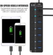 Picture of 7 Port USB3.0 Adapter Portable USB Multiport USB 3.0 Ports Hub with Switches 