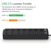 Picture of 7 Port USB3.0 Adapter Portable USB Multiport USB 3.0 Ports Hub with Switches 